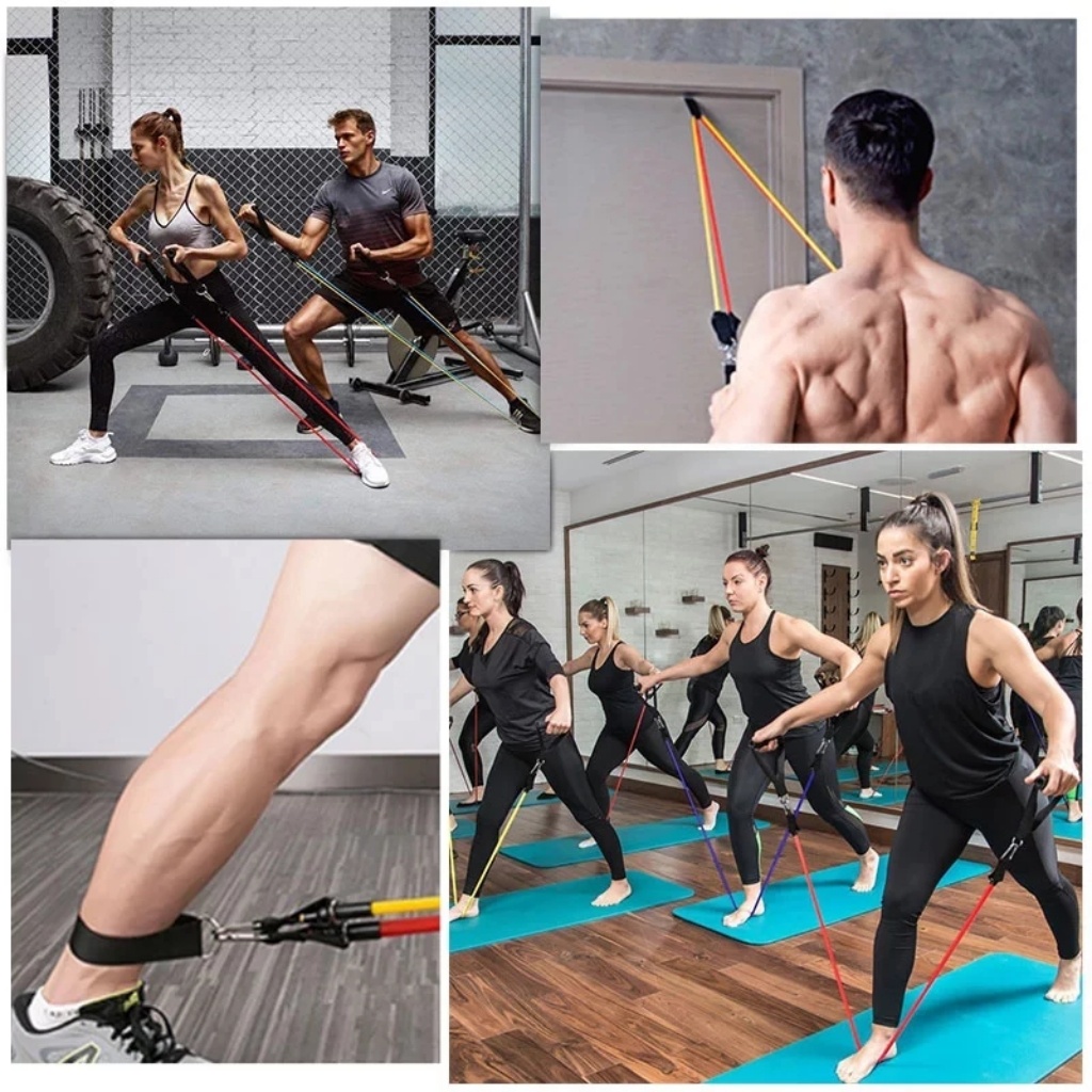 Bộ 5 Dây Ngũ Sắc Tập Gym Đàn Hồi Kháng Lực Tập Gym Tại Nhà TIện Lợi Hàng Loại 1 Móc To