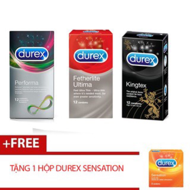 [SIÊU RẺ] Combo 3 hộp Durex kéo dài thời gian , size nhỏ , siêu mỏng - 36 cai tặng 1 hộp Durex Sensation - CAM KẾT TỐT