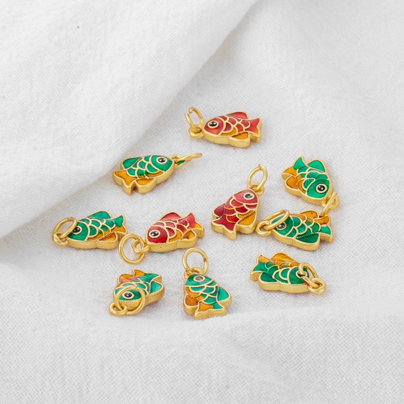 Mặt Dây Chuyền/ Khuyên Tai/ Vòng Tay/ Dây Chuyền Hình Cá Màu Nhám 18k diy