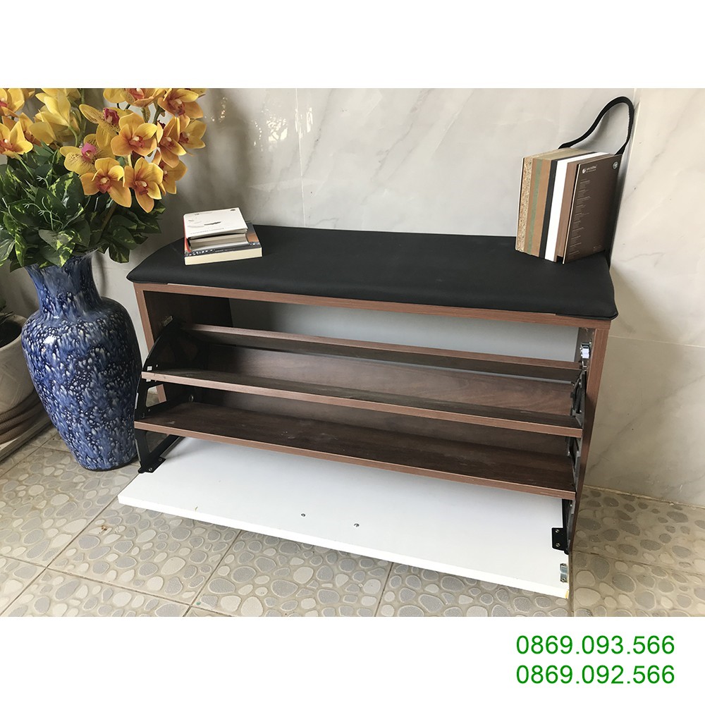 [𝐓𝐮̉ 𝐋𝐨̛́𝐧] Tủ Giày Dép Gỗ Thông Minh Có Ghế Ngồi Da, Cánh Lật Tiện Lợi, Hàng CAO CẤP Có Bảo Hành