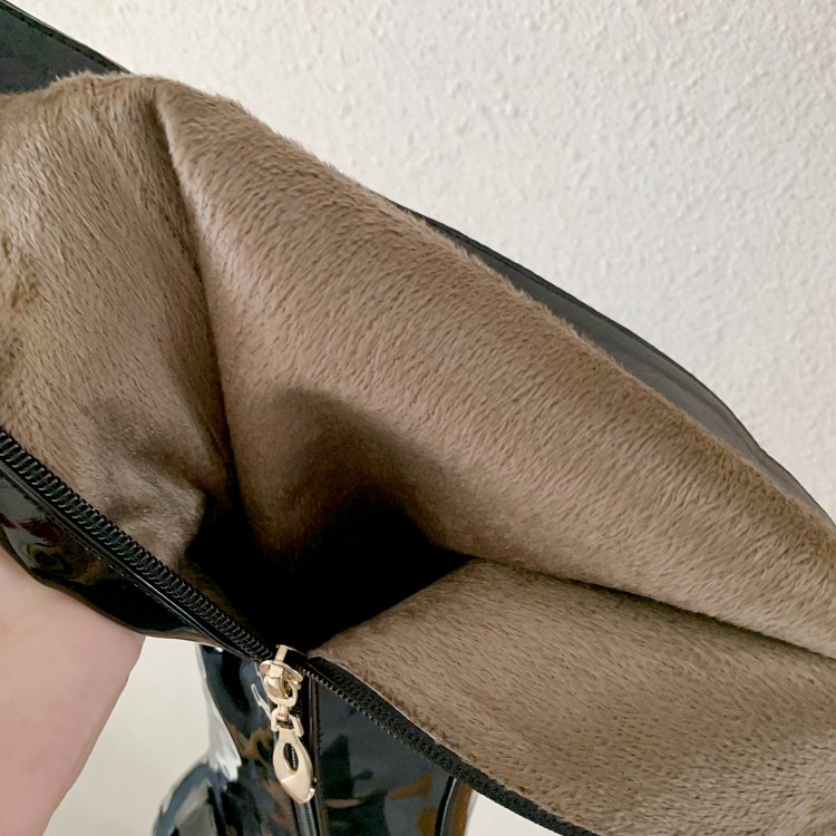 Giày Bốt Cao Gót Đế Dày 11.5cm Mũi Vuông Bằng Thép Bóng Chống Thấm Nước Thời Trang Thu Đông Cho Nữ Size 34-43