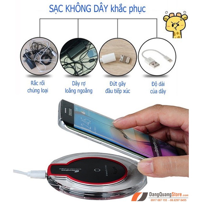 Sạc Không dây fantasy cho Iphone 5,6,7 mới.(đã bao gồm chip và đĩa sạc).