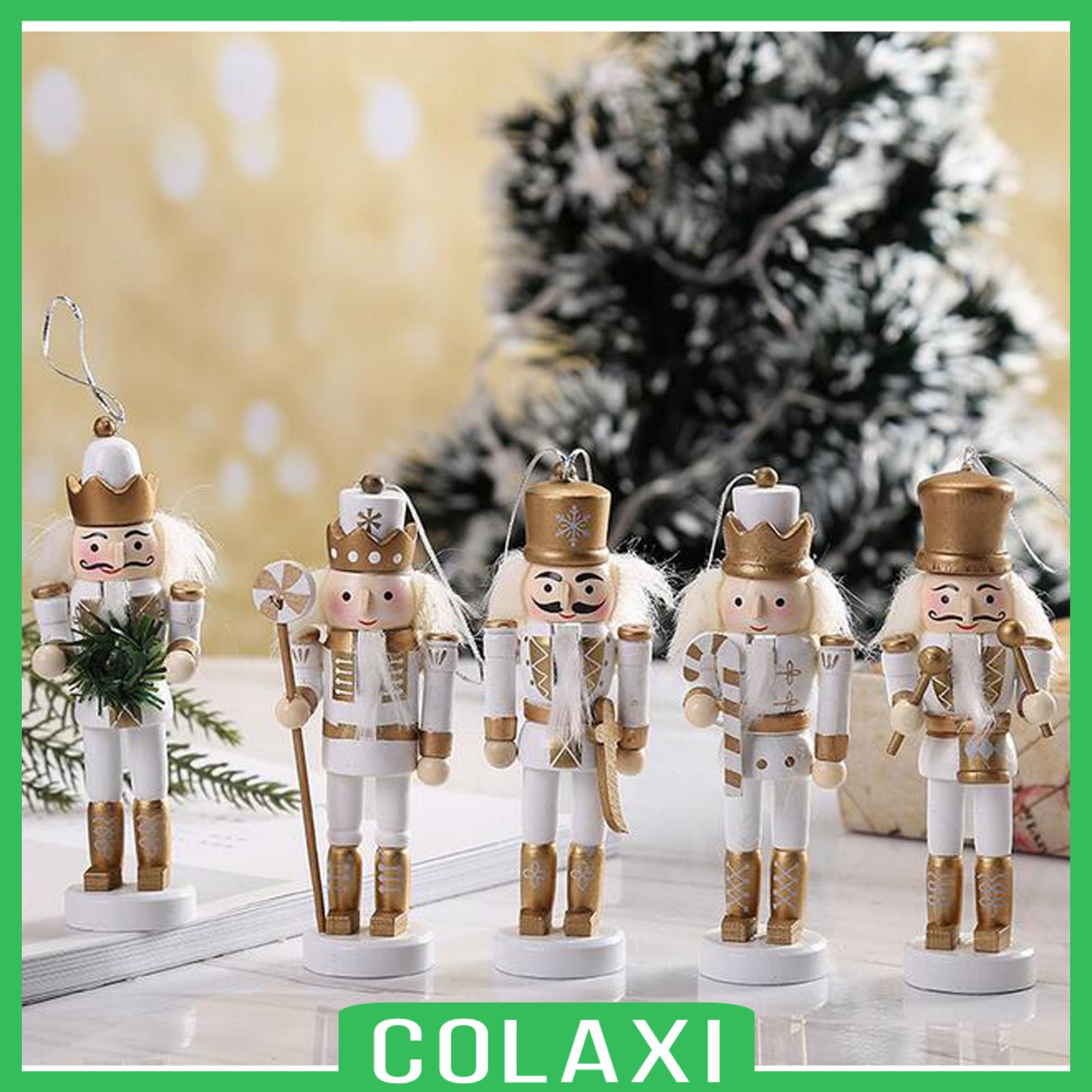 [COLAXI] 5/set Christmas Nutcracker Soldier Home Decor Wooden Puppet Doll Hanging Pendant