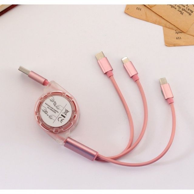 cáp rút 3 đầu ,type c và micro usb