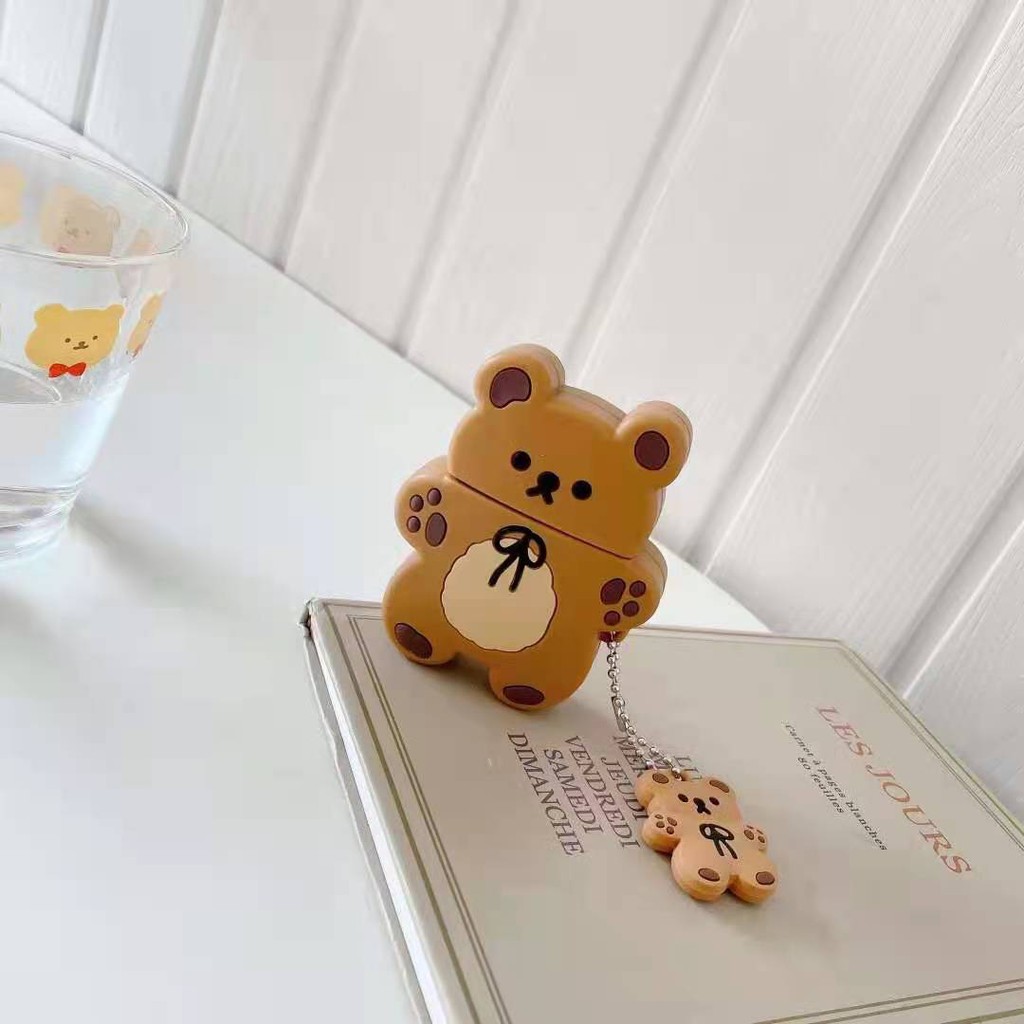 Vỏ Đựng Bảo Vệ Hộp Sạc Tai Nghe Airpods 1 / 2 Hình Chú Gấu Bằng Silicone