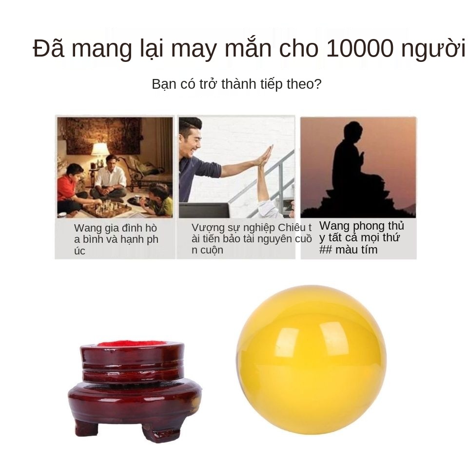 Đồ trang trí Quả cầu pha lê màu vàng trắng Phong thủy tinh tròn trong suốt xanh lam Tím hồng Nhà phốy mắn Vận chuyển