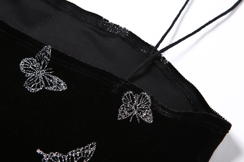 DUNEA Đầm ôm dáng vải nhung in họa tiết bướm thời trang cho nữ