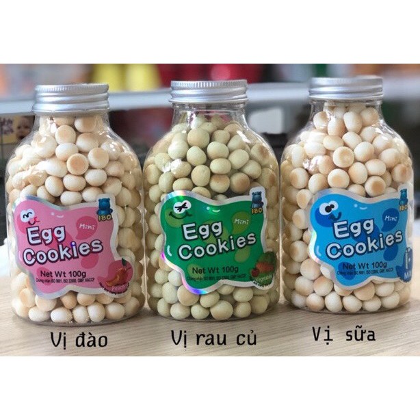 Bánh Men Bi Trứng Vị Sữa, Rau Củ, Đào Cho Bé Ăn Dặm Hũ 100gr