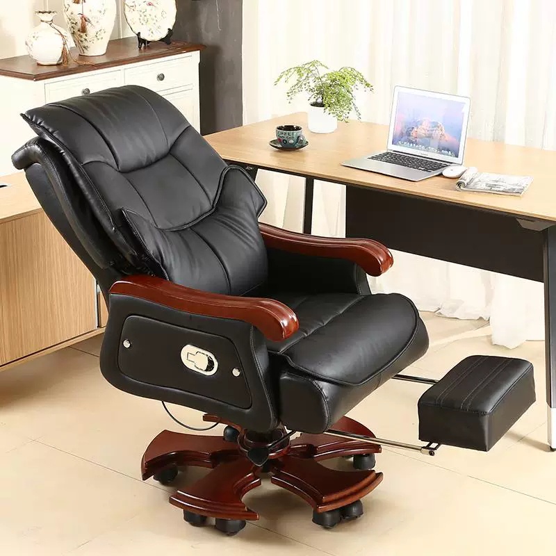 Ghế chủ tịch, Da Pu cao cấp, tay gỗ tự nhiên, Ghế giám đốc massage có remote, Ghế văn phòng xoay ngả lưng góc cao.