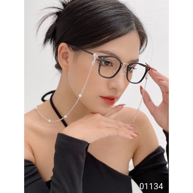 Kính giả cận, Gọng kính cận kim loại cao cấp hàn quốc vuông bầu size vừa càng dẻo 01134 Jolie eyewear