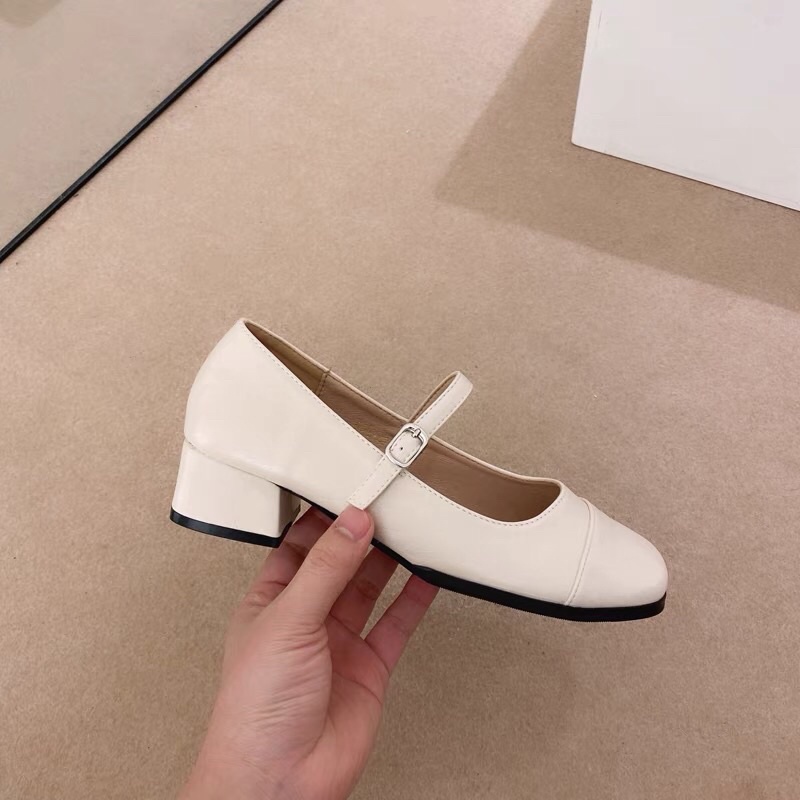 Giày Marry Jane mũi tròn da bóng