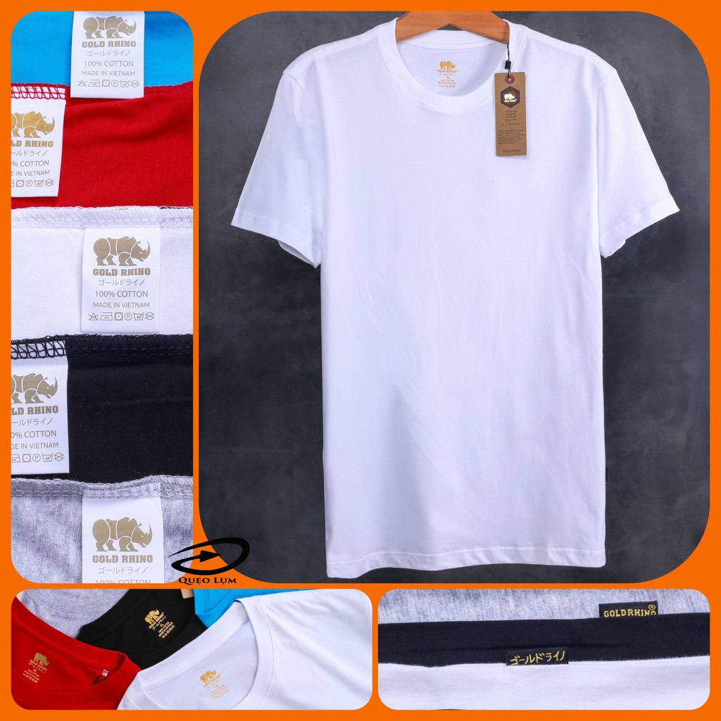 Áo Thun Nam Cổ tròn Nhật Bản (japan) Gold RHINO  màu đen, trắng, xám , đỏ, xanh 100% cotton tự nhiên cao cấp,kháng khuẩn