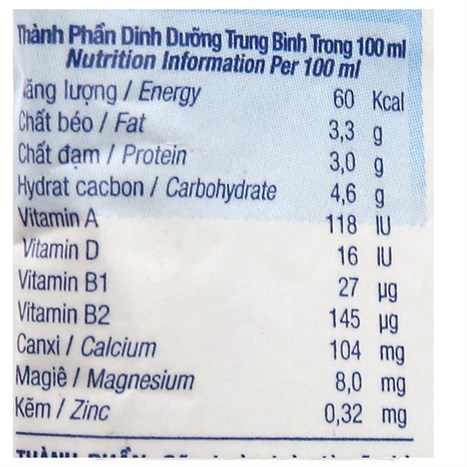 Sữa tươi tiệt trùng nguyên chất không đường TH true MILK bịch 220ml