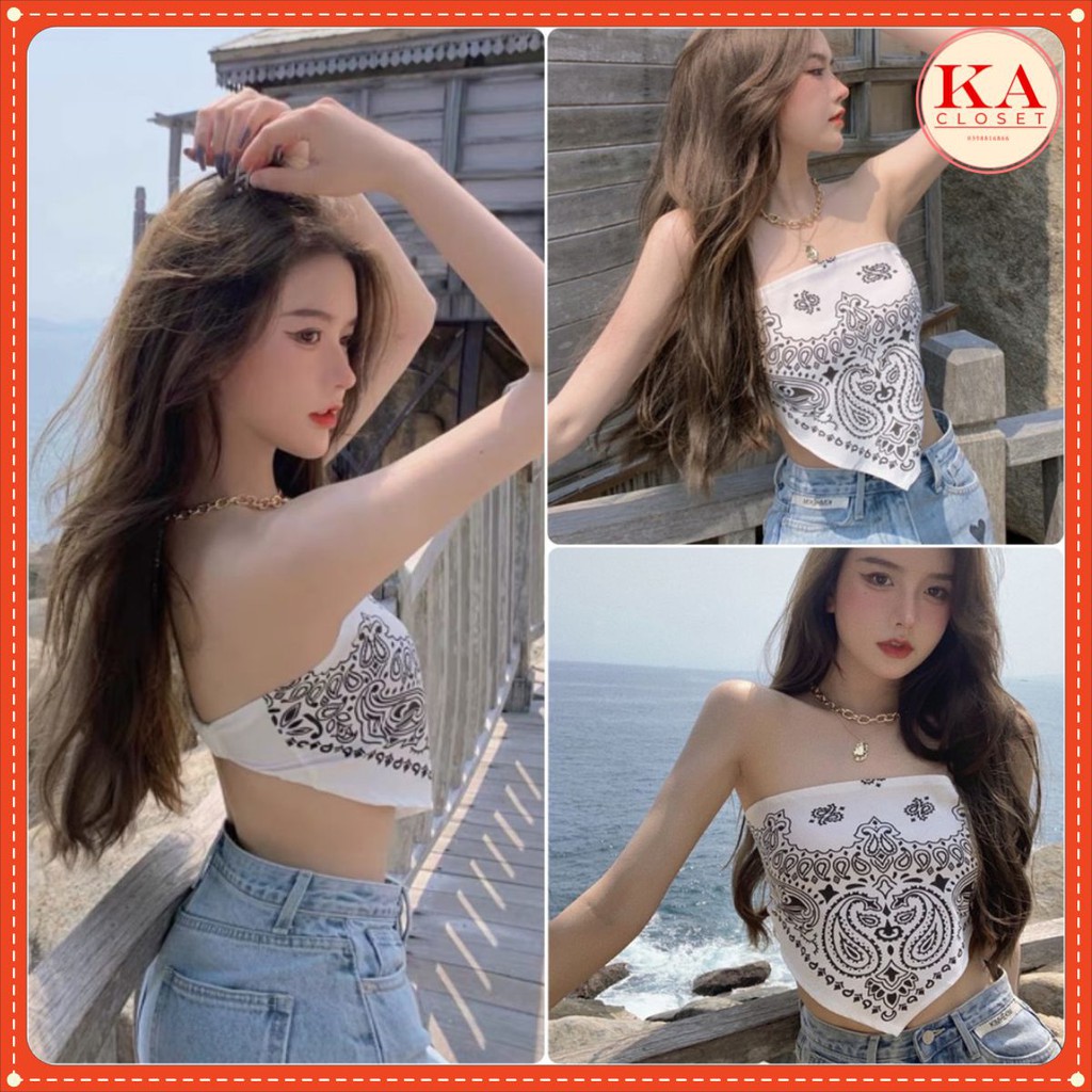 Áo Croptop KA Closet Áo Khăn Bandana Quây Ngực - Ống Lưng Chun Dễ Mặc, áo quây họa tiết