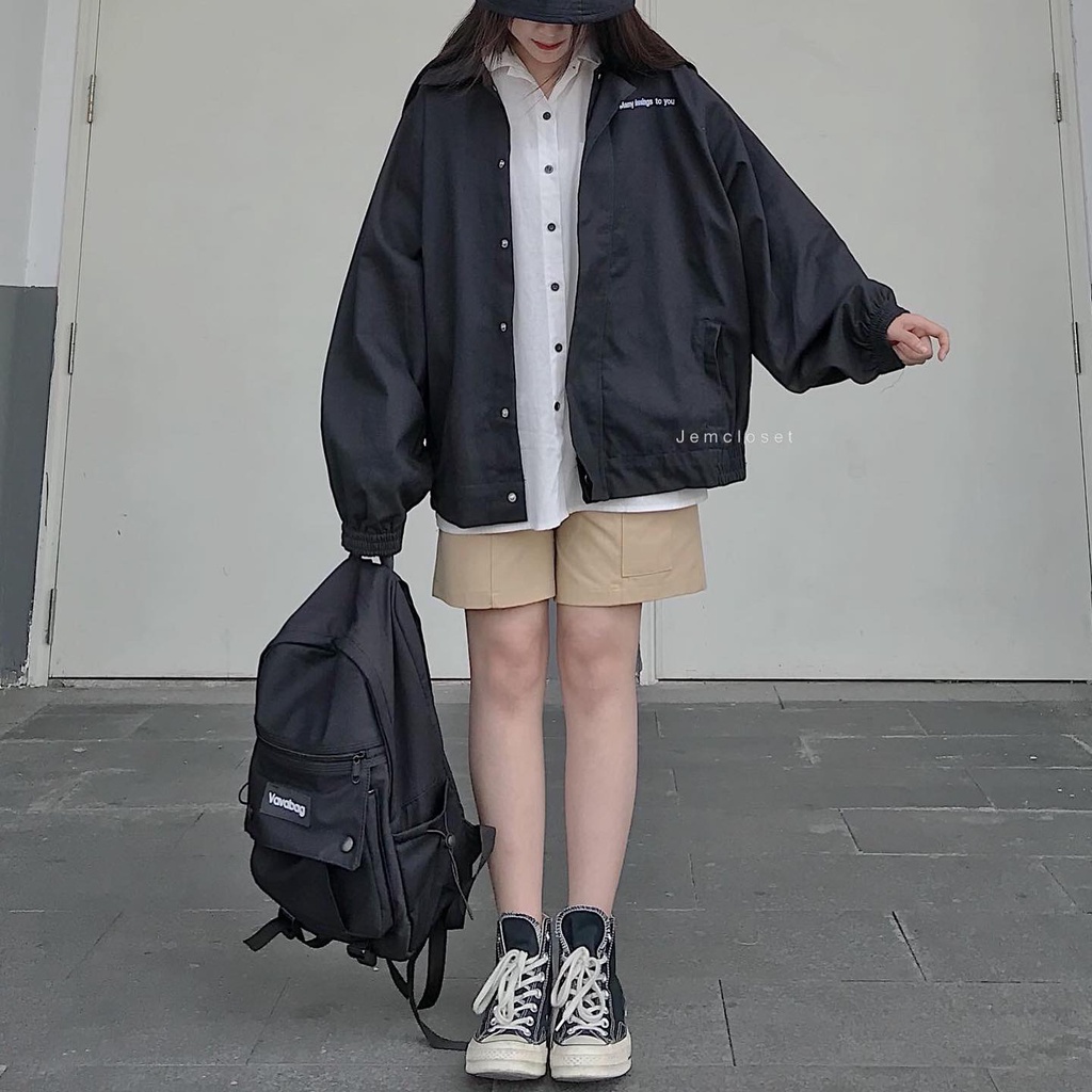 Áo Khoác KaKi Dài Tay Cúc Bấm Phong Cách Ulzzang Hàn Quốc Form Rộng Thỏa Mái Tulip - 1662 ( Jem Closet )