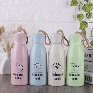 Bình đựng nước giữ nhiệt lúa mạch lõi thủy tinh, tiện lợi (màu ngẫu nhiên)