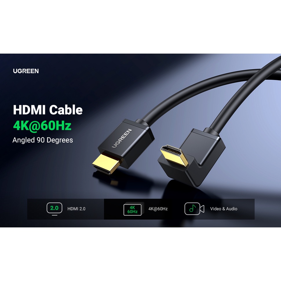 Dây HDMI đầu vuông góc bẻ xuống UGREEN 10172 10173 HD103 Chính Hãng
