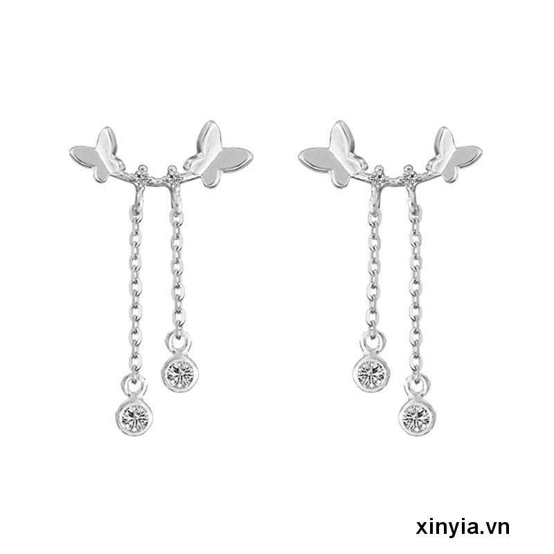 Bông Tai Vòng cổ Đôi Hình Bướm Đơn Giản Siêu Nữ Tính Dễ Phối Đồ