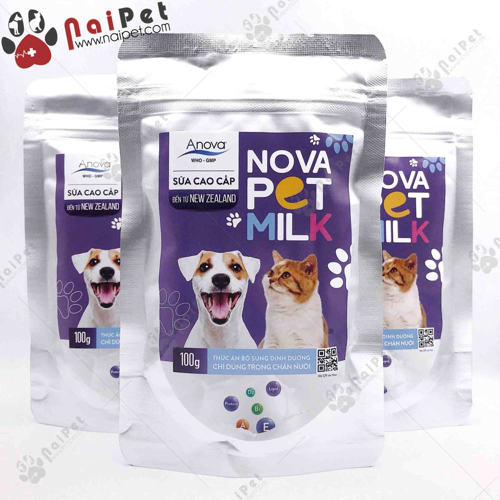 Sữa Bột Dinh Dưỡng Cho Chó Mèo Nova-Pet Milk Anova Gói 100g