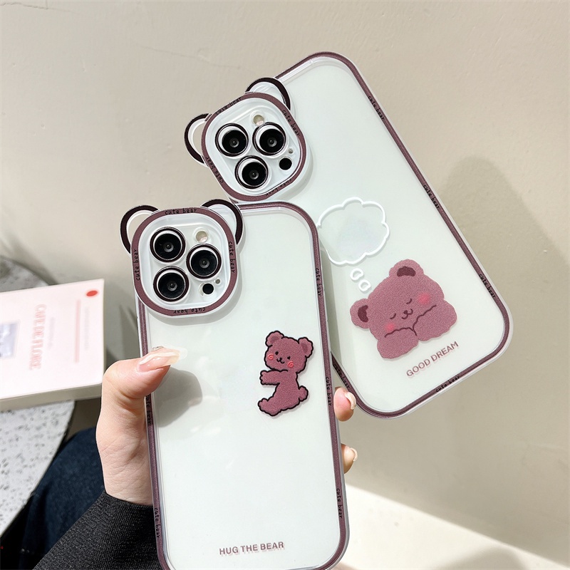 Ốp Điện Thoại Dẻo Trong Suốt Họa Tiết Hoạt Hình Gấu Nâu Ngủ Chống Sốc / Rơi Cho Iphone 7 8 Plus X XS Max XR 11 12 13 Pro Max