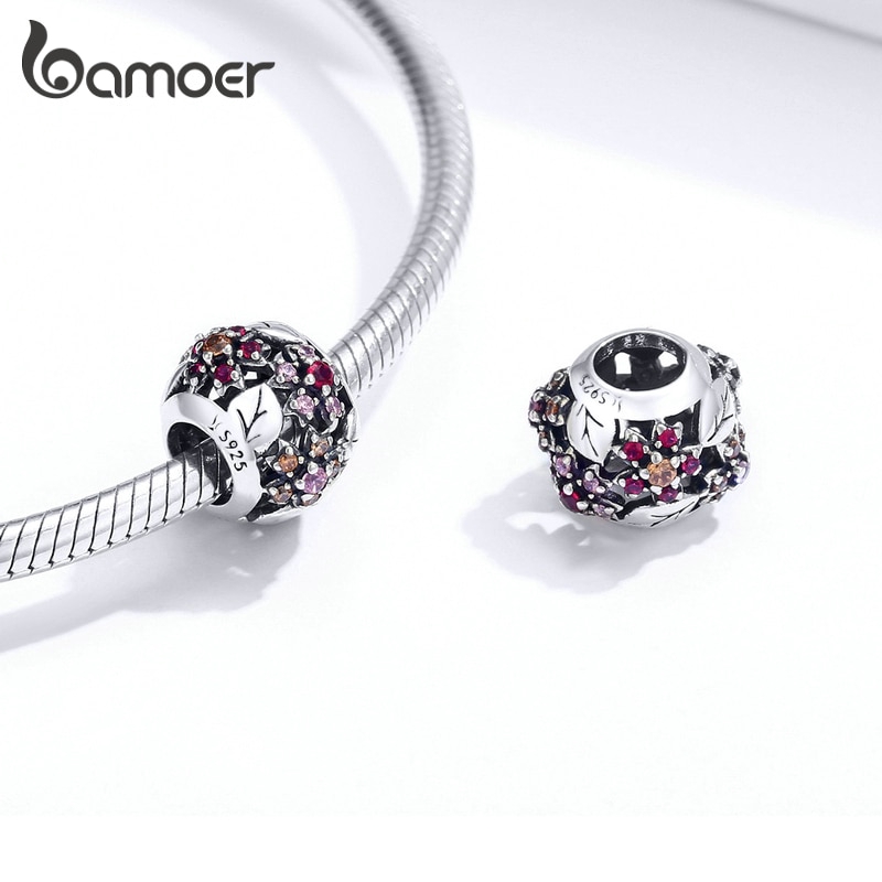 Hạt xỏ vòng tay Bamoer bằng bạc 925 đính đá zircon nhiều màu