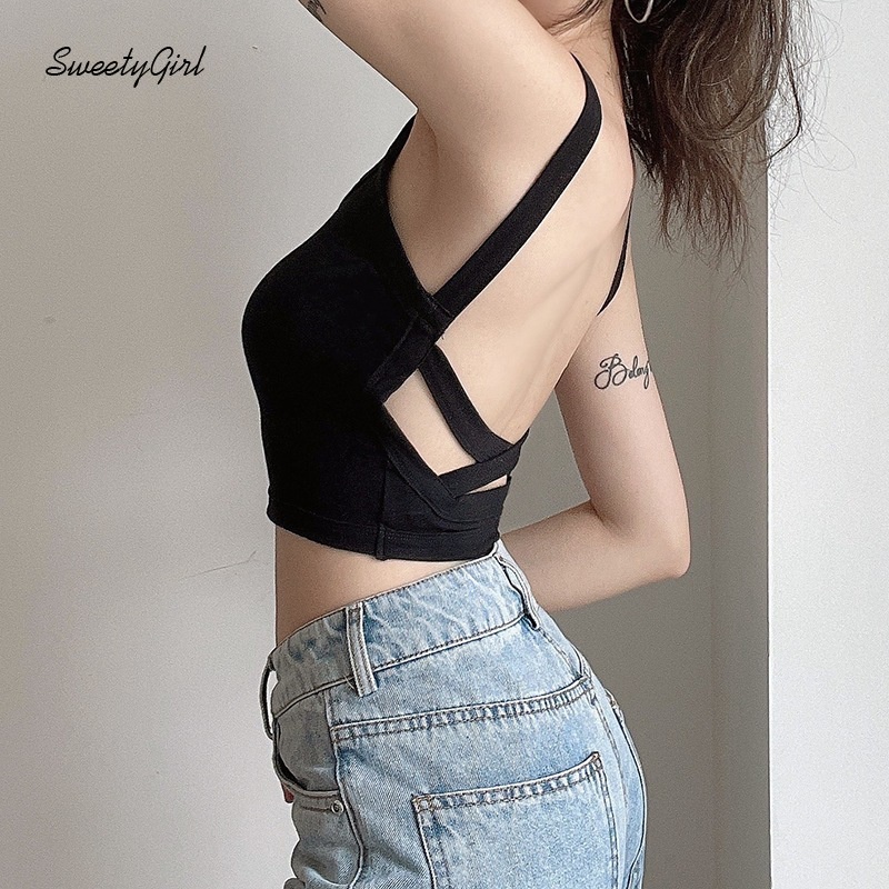 Áo Tank Top Màu Trơn Hở Lưng Ôm Dáng Phong Cách Thể Thao Thời Trang Quyến Rũ Cho Nữ