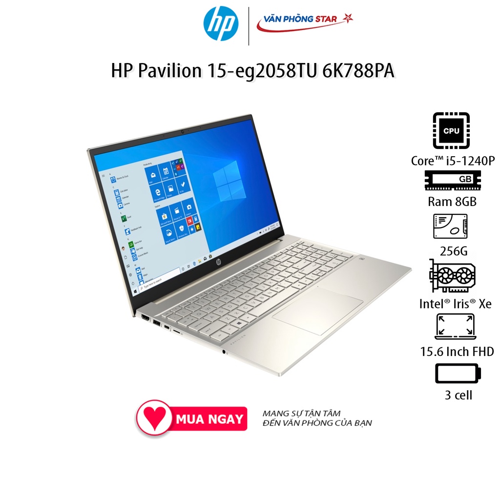 Laptop HP Pavilion 15-eg2058TU 6K788PA (Core i5-1240P | 8GB | 256GB | Intel Iris Xe | 15.6 inch FHD