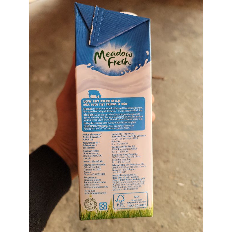 Sữa tươi Meadow Fresh ít béo 1 lít