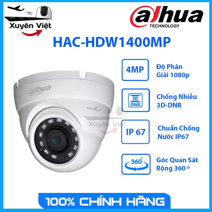 Camera HDCVI 4.0 Megapixel DAHUA DH-HAC-HDW1400MP Chuyên Gia Lắp Đặt Ngoài Trời, Trang Bị Chức Năng Chống Ngược Sáng