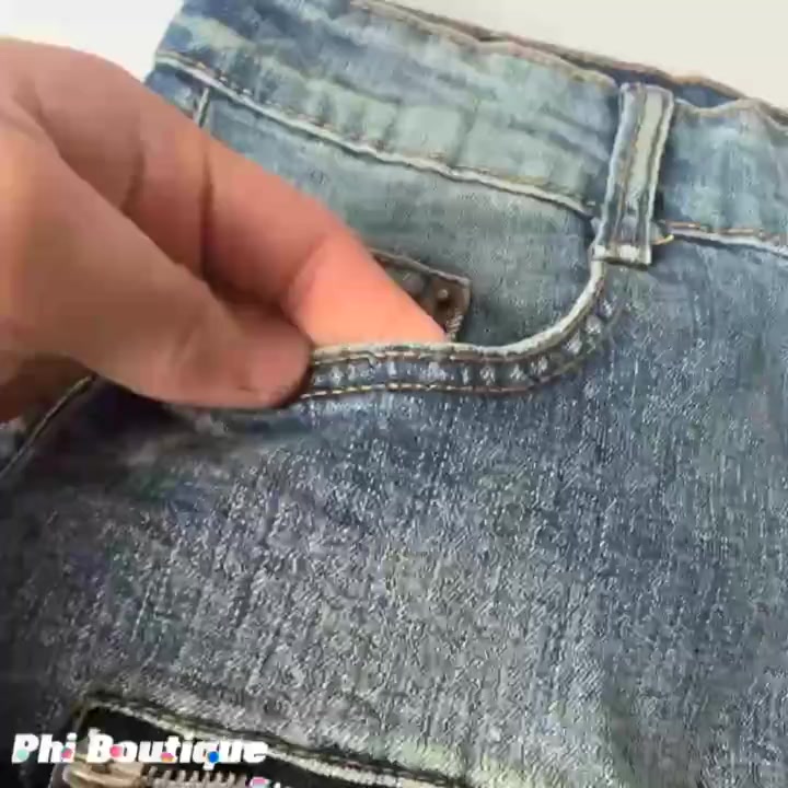 Quần Jean BATMAN Xanh Bụi Phối Đùi Vải Nhăn Khoá Zip Quần Bò Nam Đùi Nhăn Phối Khóa Ngang | BigBuy360 - bigbuy360.vn