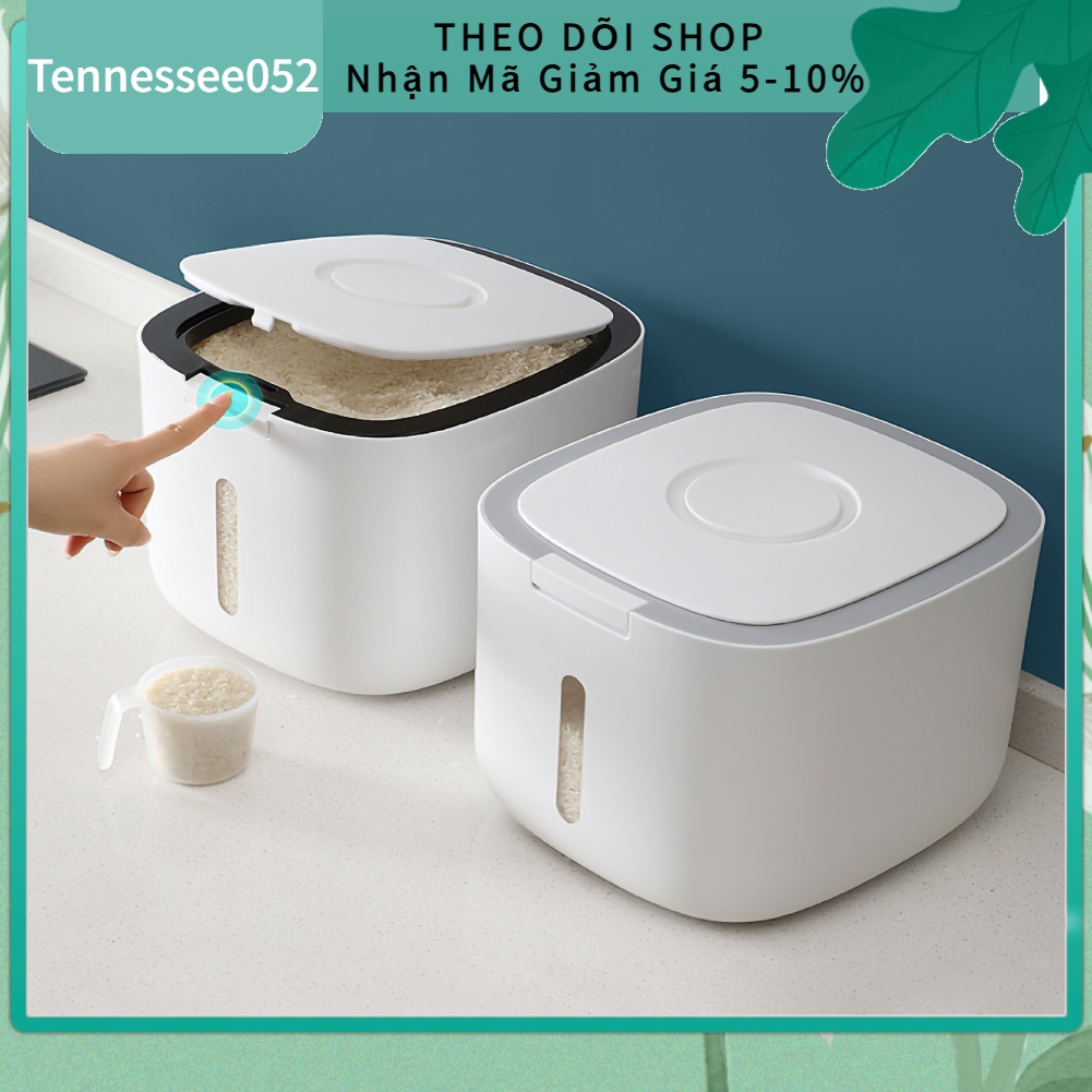 Hàng HOT Hộp Nhựa PP Đựng Gạo Cho Nhà Bếp Thùng Đựng Gạo - Chống Ẩm, Chống Mối Mọt - Loại 5L và 10L  thông minh cao cấp tặng kèm cốc đong gạo【Tennessee052】