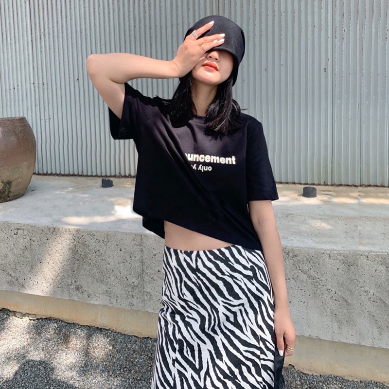 Áo Thun Crotop Form Rộng Unisex Tay Ngắn In Chữ ANNOUNCEMENT Ulzzang Style Hàn Quốc TTT0171