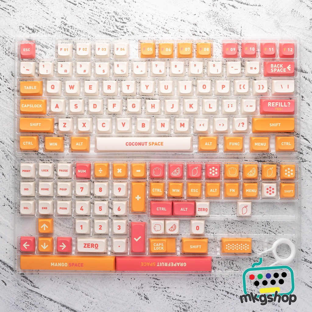 Keycap XDA Summer Fruit, nhựa PBT in nhiệt dyesub, 132 nút bàn phím cơ