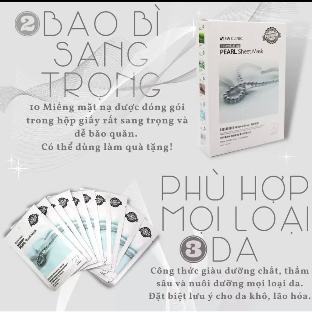 Mặt Nạ Ngọc Trai Sáng Da 3W Clinic 3W Clinic Essential Up Pearl Sheet Mask 25ml