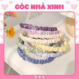 Bờm nhún cài tóc, băng đô lụa satin phong cách tiểu thư