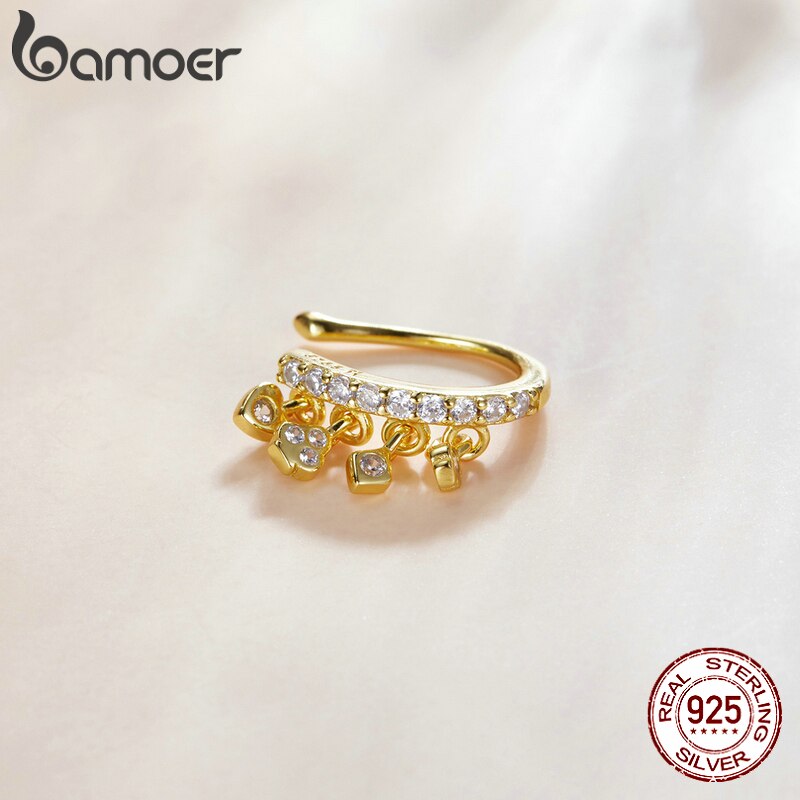 BAMOER 1 Khuyên Vành Tai bạc 925 Hình Lá Bài Poker SCE1075