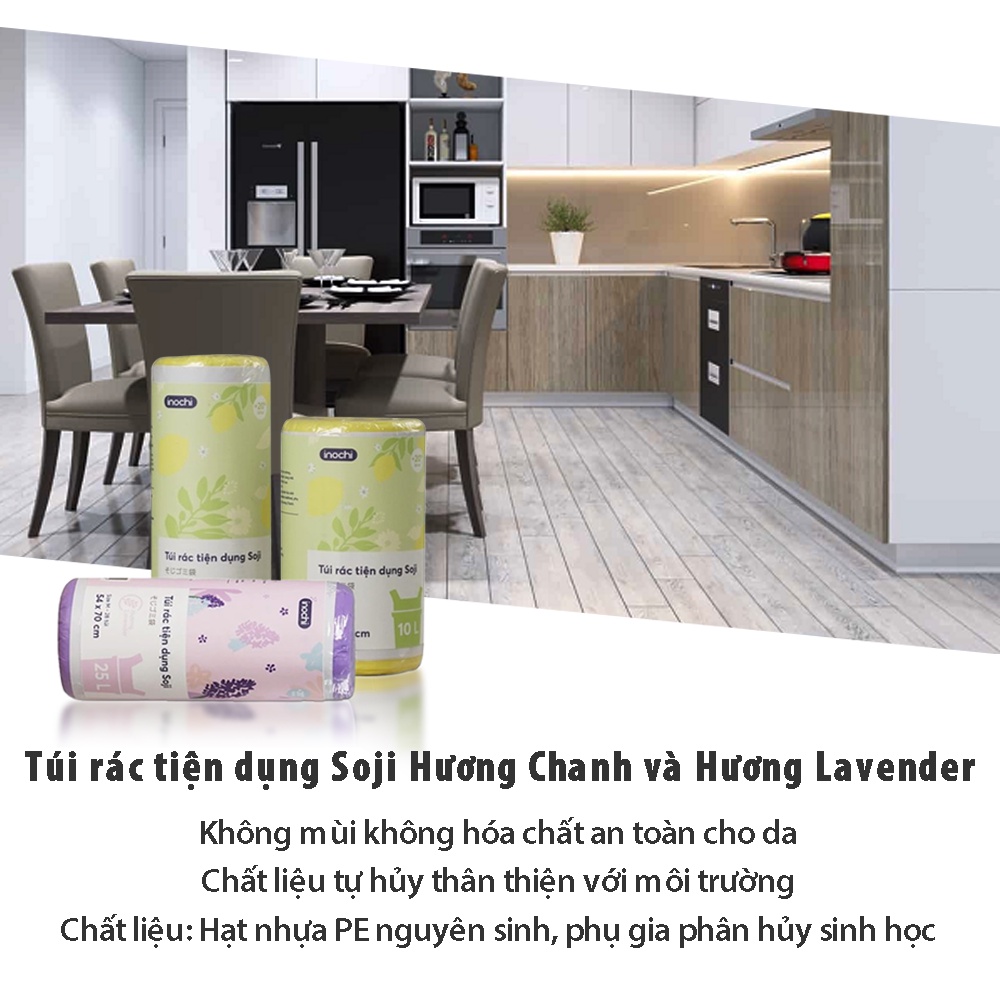 Túi Rác Tự Huỷ có mùi thơm chanh và lavender tiện dụng Soji Dạng Cuộn Màu Đen giúp nhà trở nên gọn gàng sạch