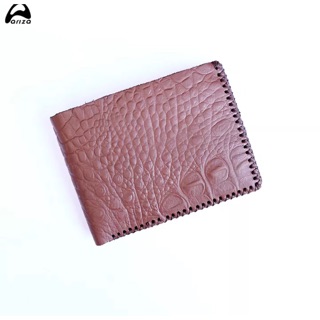 Bóp Ví nam da bò thật vân cá sấu Thủ Công khâu tay Ariza 01