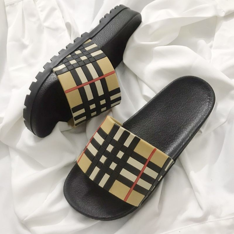 [box hộp+ bảo hành] Dép nam quai ngang BBR đế cao 3cm tôn dáng - Dép nam BBR kẻ ô vuông cực đỉnh