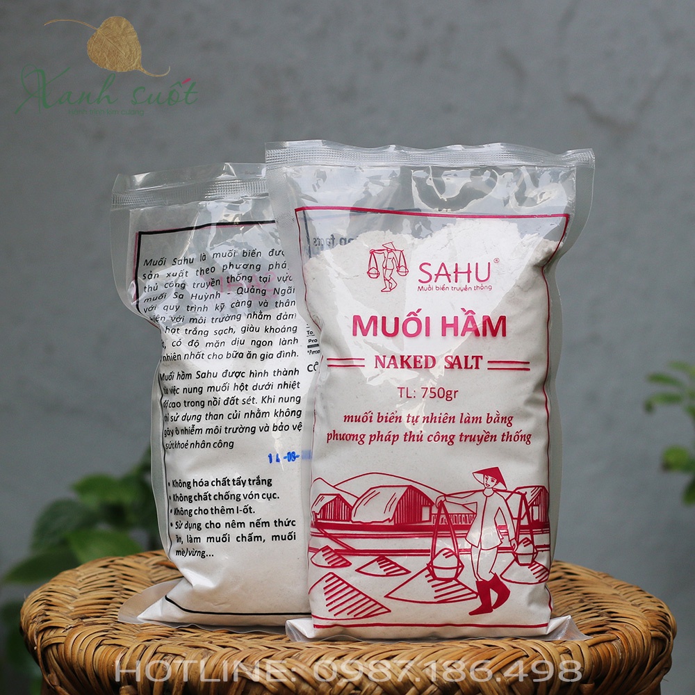 [Sahu] Muối Hầm 750G- Muối Hầm Thực Dưỡng, Mặn Dịu, Không Chát- Sa Huynh Naked Salt [Xanh Suốt]