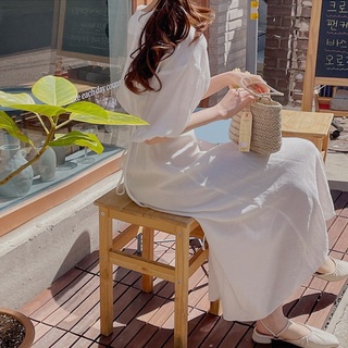 đầm maxi cổ v tay bồng