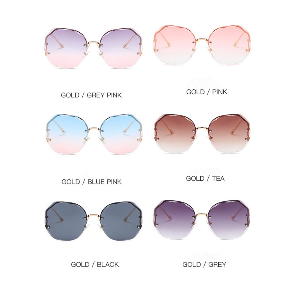 Cod Qipin Ins Kính Râm Không Viền Cắt Cạnh Màu Gradient Trà Xanh Dương Trong Suốt Phụ Kiện Đi Biển Ngoài Trời Cho Nữ