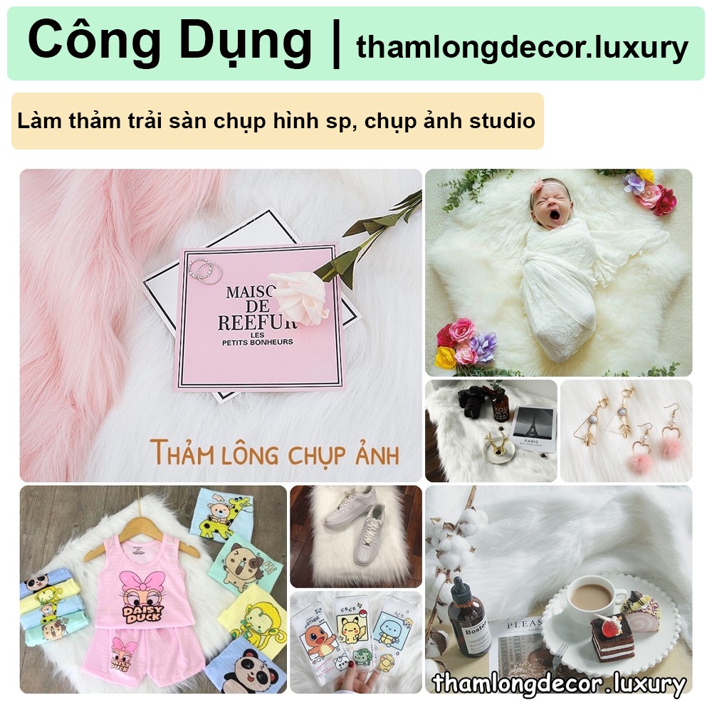 100x160cm Thảm Lông Trắng Decor Chụp Ảnh | Thảm Lông Trải Sàn Decor Phòng Ngủ | Trắng Hồ Ly Luxury 5cm