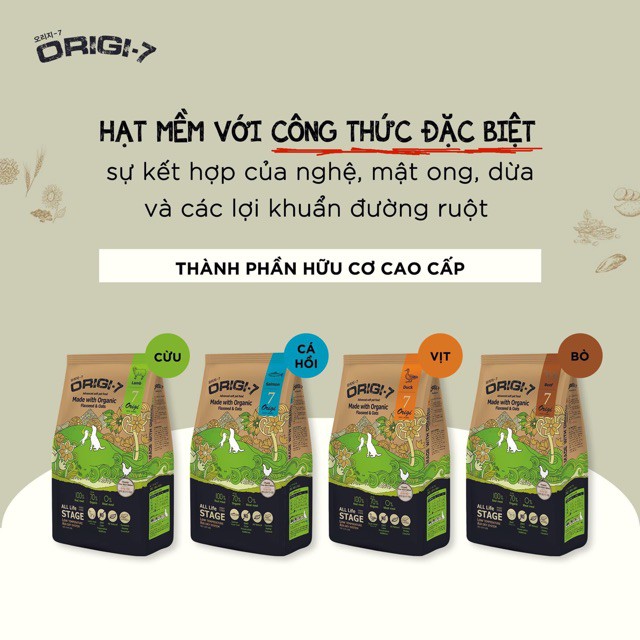 2kg🐶THỨC ĂN HẠT MỀM HỮU CƠ THỊT CỪU ORIGI-7 được làm từ thịt cừu Úc tươi ngon, chỉ sử dụng nguồn nguyên liệu hữu cơ sạch