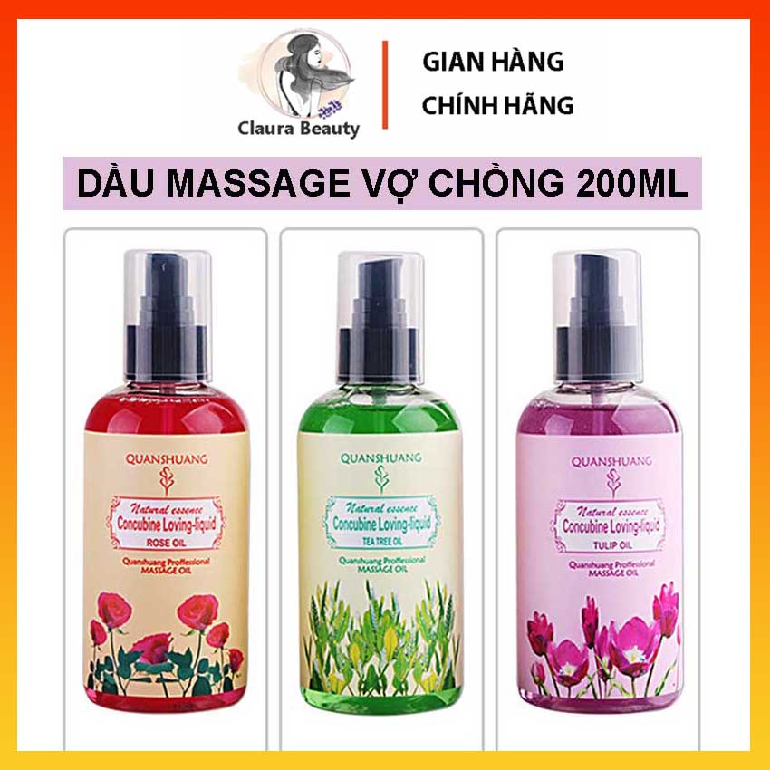 Dầu Massage Body Thiên Nhiên 200mL, Tinh Dầu Massage Dưỡng Ẩm, Thư Giãn, Tăng Khoái Cảm, CLAURA BEAUTY
