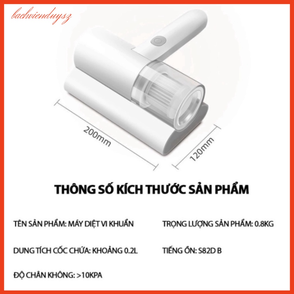 Máy hút bụi giường nệm, máy hút bụi mini không dây sạc pin có tia UV khử khuẩn, hút ẩm không khí, chăn ga, ghế sofa HB2