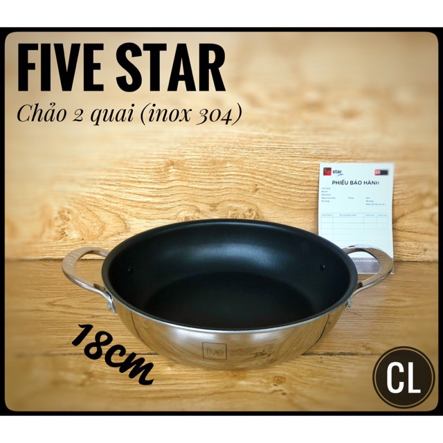 Chảo chống dính inox 3 lớp Fivestar 18/22/26 2 quai