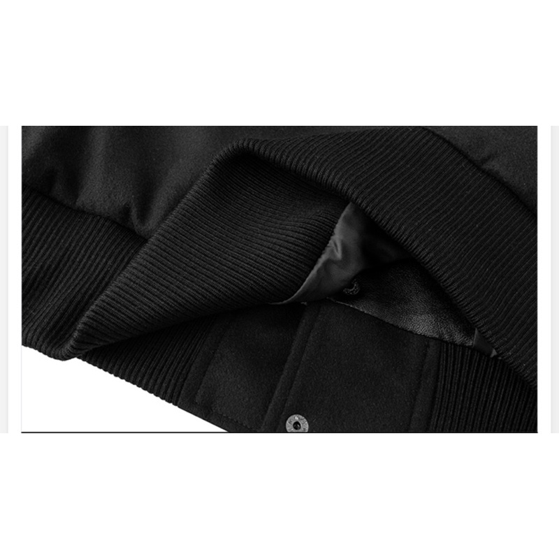 Áo khoác Bomber Jacket Varsity chất dạ tay da đính đá form rộng chuẩn hàng