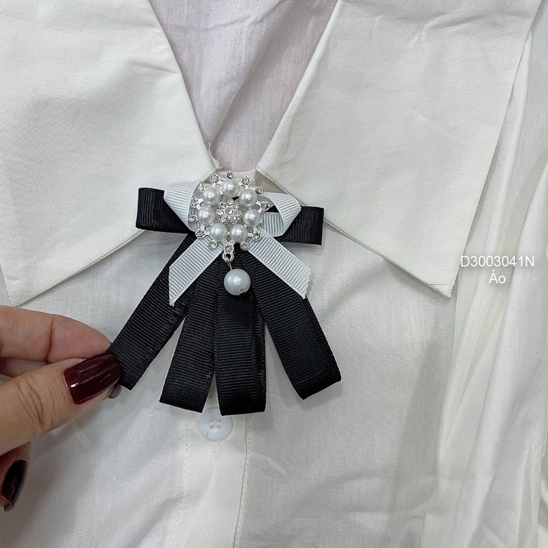 Áo sơ mi cổ sen tag nơ a3003