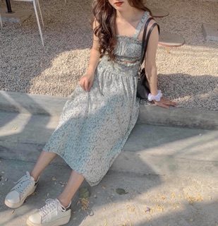 SET ÁO CROP HOA KÈM CHÂN VÁY